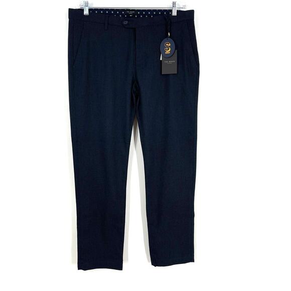 Ted Baker STDALE Slim Fit Semi Plain Trouser Navy Size 38R NWT - Picture 1 of 11